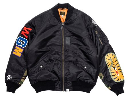 A Bathing Ape Shark MA-1 Jacket in Black xld For Discount