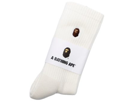 A Bathing Ape Ape Head One Point Socks in White Online