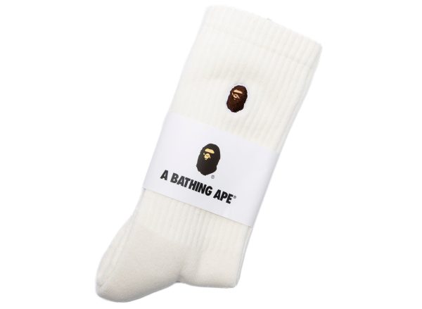 A Bathing Ape Ape Head One Point Socks in White Online