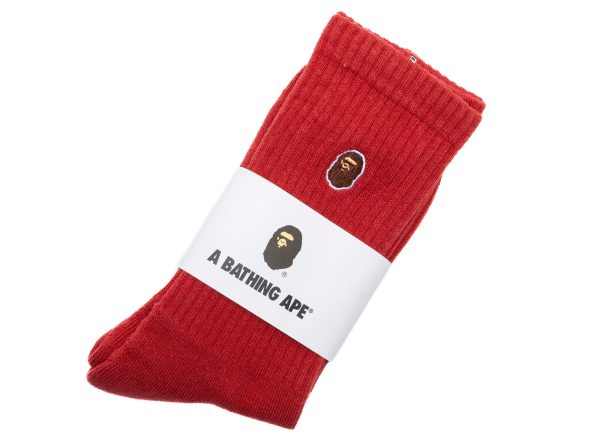 A Bathing Ape Ape Head One Point Socks in Red Online Hot Sale