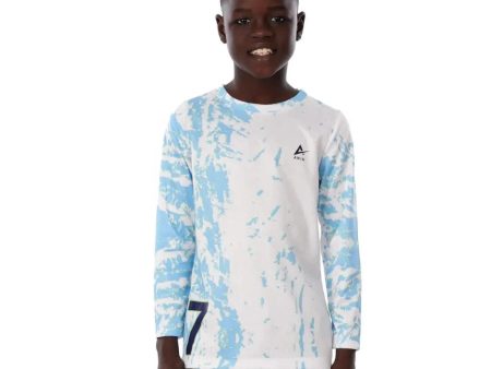 Anja Boys White Blue Football Long Sleeve T-Shirt [WS] For Sale