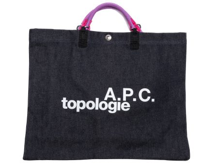 A.P.C. Shopping Topologie Bag in Indigo Pink Supply