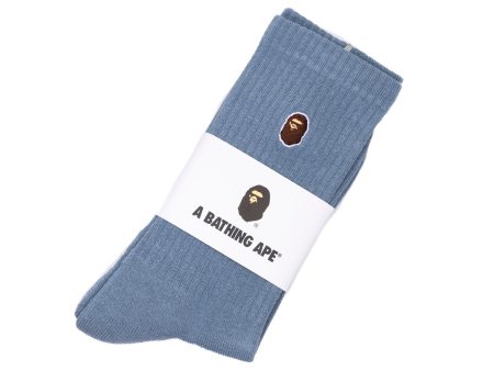 A Bathing Ape Ape Head One Point Socks in Sax Online Hot Sale