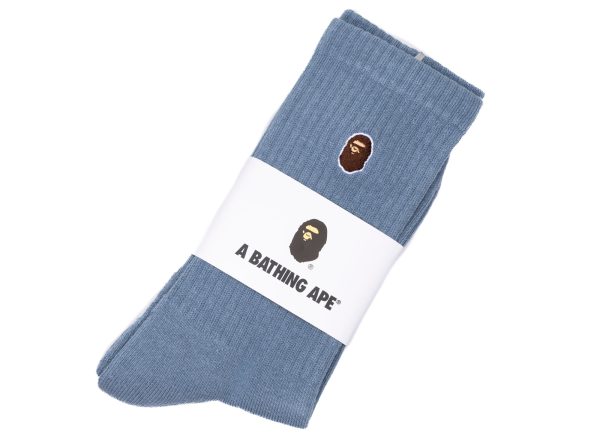 A Bathing Ape Ape Head One Point Socks in Sax Online Hot Sale