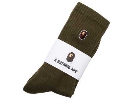 A Bathing Ape Ape Head One Point Socks in Olive Online