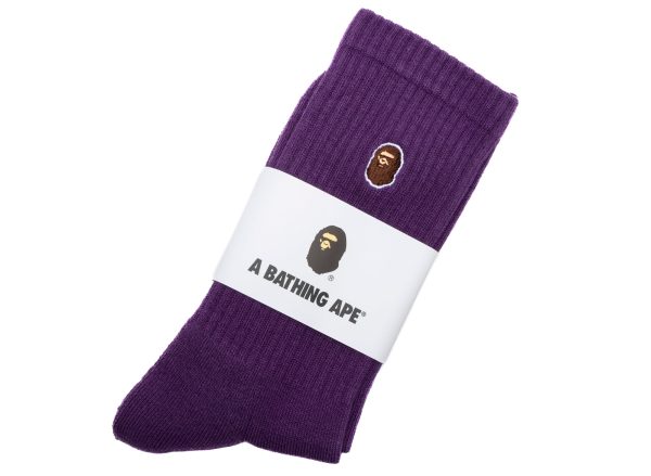 A Bathing Ape Ape Head One Point Socks in Purple For Discount