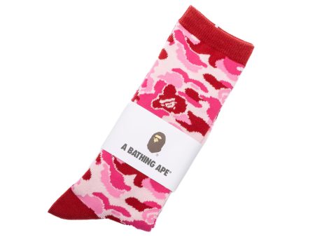 A Bathing Ape ABC Camo Jacquard Socks in Pink Supply