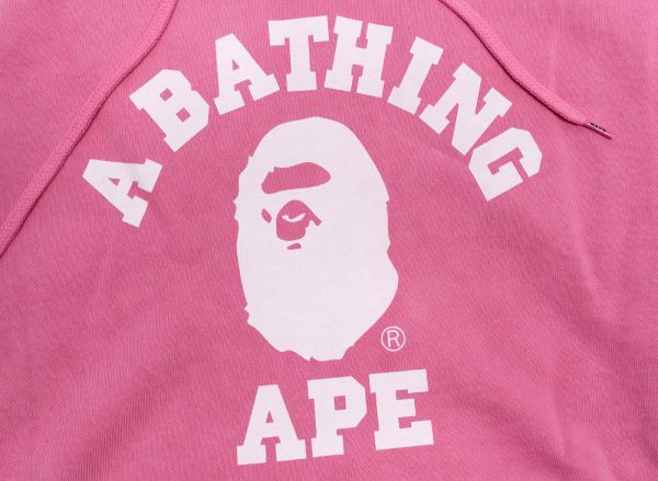 A Bathing Ape College Overdye Pullover Hoodie in Pink Online now