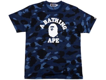 A Bathing Ape Color Camo College Tee in Navy Sale