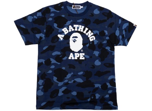 A Bathing Ape Color Camo College Tee in Navy Sale