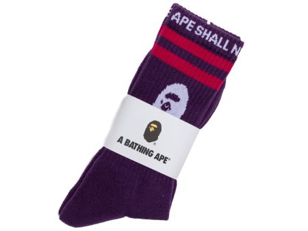 A Bathing Ape Ape Head Line Socks in Purple Discount