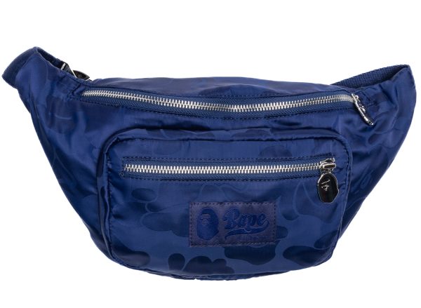 A Bathing Ape Tonal Solid Camo Waist Bag in Navy Fashion