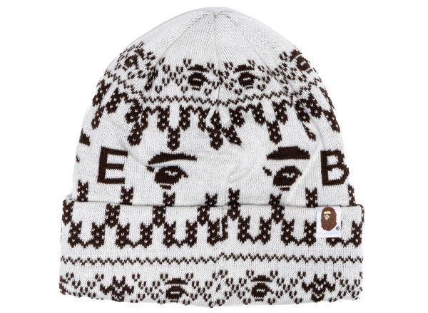 A Bathing Ape Beanie in Ivory on Sale