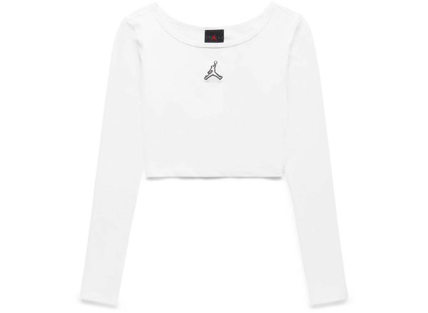 Women s Jordan Flight Cropped L S Tee in White Online now