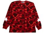 A Bathing Ape Color Camo L S Tee in Red Fashion