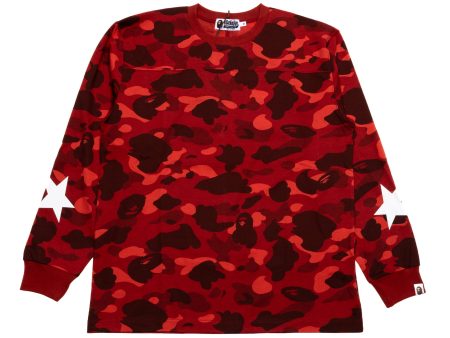 A Bathing Ape Color Camo L S Tee in Red Fashion