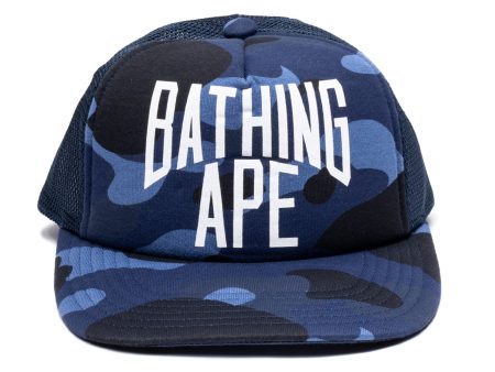 A Bathing Ape Color Camo NYC Logo Mesh Cap in Navy Discount