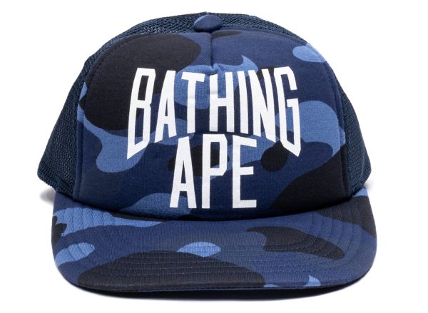 A Bathing Ape Color Camo NYC Logo Mesh Cap in Navy Discount