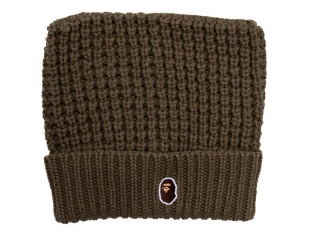 A Bathing Ape Cat Ear Knit Cap in Olive For Sale