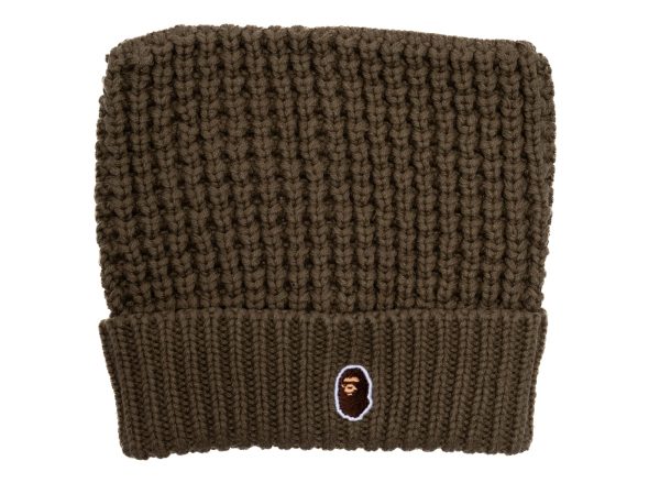 A Bathing Ape Cat Ear Knit Cap in Olive For Sale