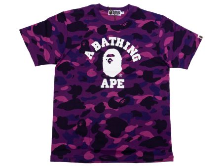 A Bathing Ape Color Camo College Tee in Purple on Sale