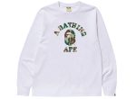 A Bathing Ape Liquid Camo College L S Tee in White Online Hot Sale