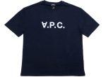 A.P.C. VPC Color H T-Shirt in Navy White Hot on Sale