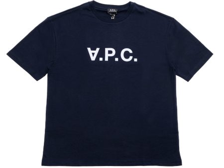 A.P.C. VPC Color H T-Shirt in Navy White Hot on Sale