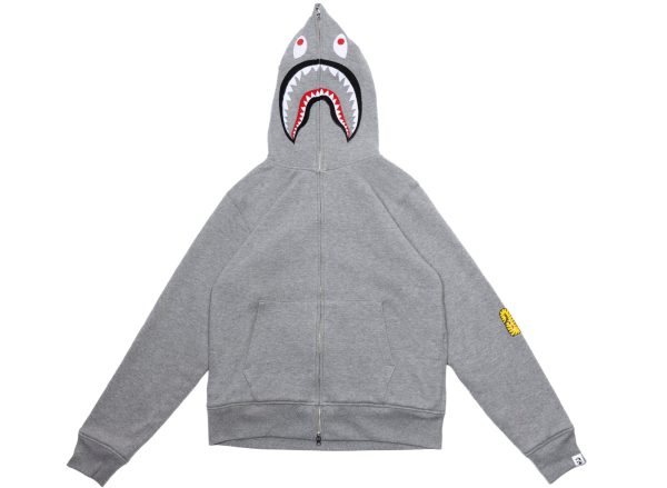 A Bathing Ape 2nd Shark Full Zip Hoodie in Grey xld For Cheap