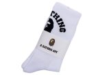 A Bathing Ape College Socks in White For Cheap