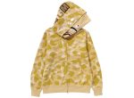 A Bathing Ape Color Camo Double Shark Full Zip Hoodie in Yellow Hot on Sale