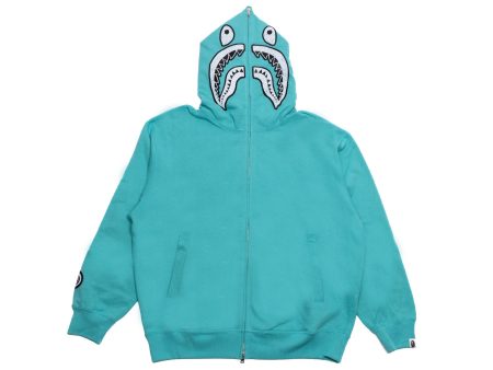 A Bathing Ape Hand Drawn Face Relaxed Fit Shark Full Zip Hoodie in Sax Online Sale