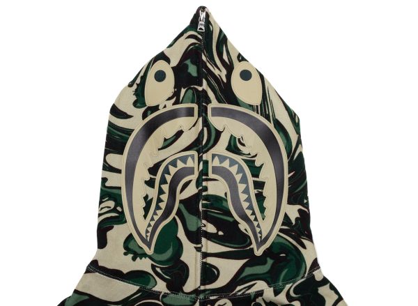 A Bathing Ape Marbling Camo Shark Relaxed Fit Full Zip Hoodie xld For Cheap