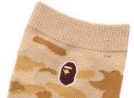 A Bathing Ape Color Camo Ape Head One Point Socks in Yellow For Sale