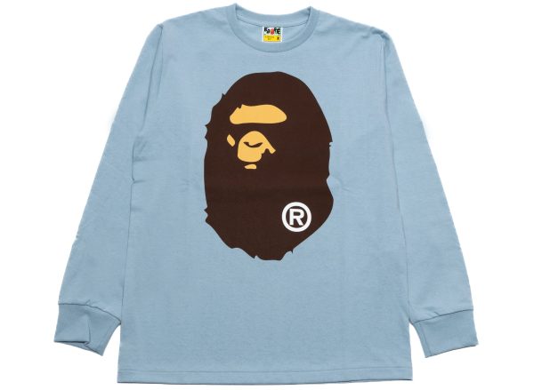 A Bathing Ape Big Ape Head L S Tee in Sax Online Hot Sale