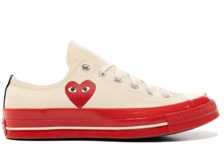 Comme Des Garçons PLAY x Converse Chuck 70 Low  White Red  on Sale