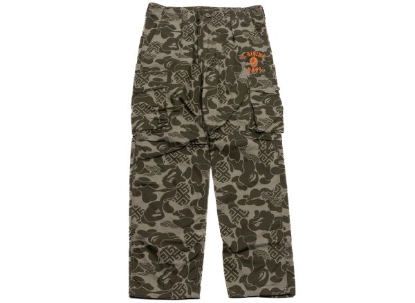 A Bathing Ape Asia Camo Army Pants in Olive Online Sale