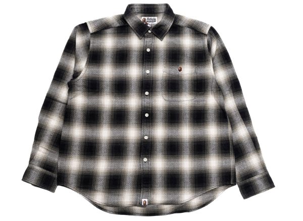 A Bathing Ape One Point Ombre Check L S Shirt in Ivory Online now