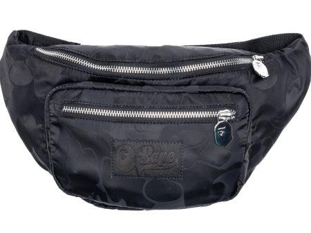 A Bathing Ape Tonal Solid Camo Waist Bag in Black For Sale