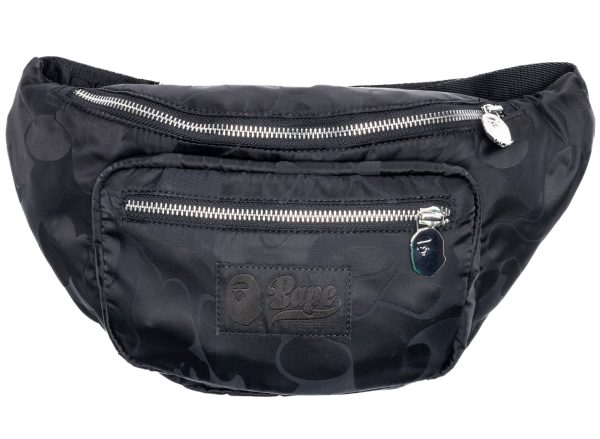 A Bathing Ape Tonal Solid Camo Waist Bag in Black For Sale