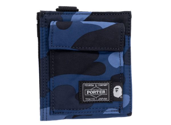 A Bathing Ape Porter Color Camo Wallet in Navy Discount