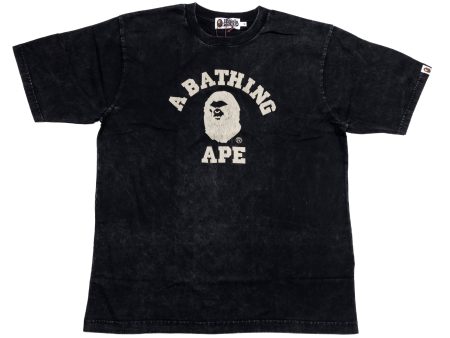 A Bathing Ape Overdye College Relaxed Fit Tee in Black For Discount