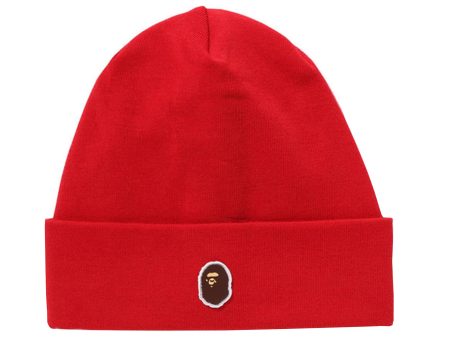 A Bathing Ape Silicon Ape Head Knit Cap in Red Hot on Sale