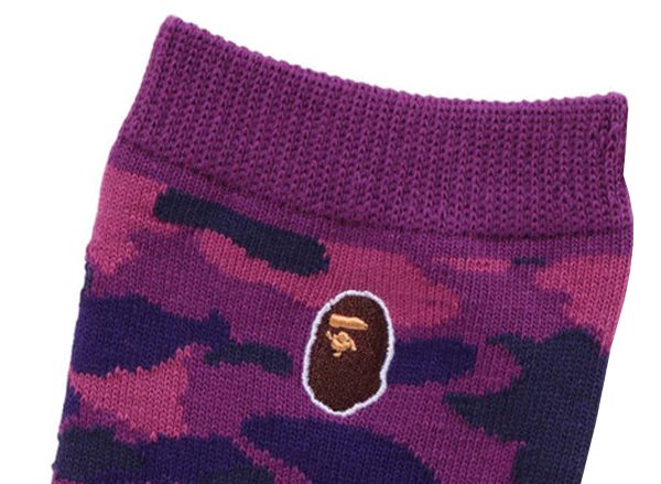 A Bathing Ape Color Camo Ape Head One Point Socks in Purple Online now