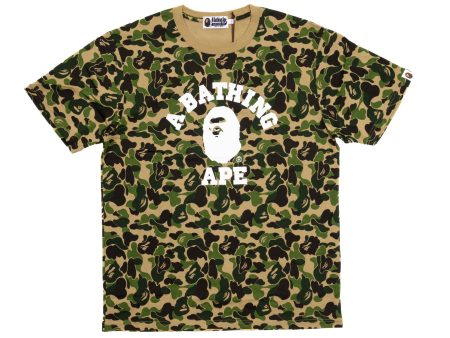 A Bathing Ape ABC Camo College Tee in Green on Sale