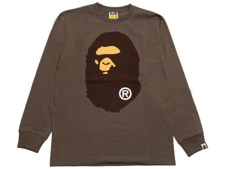 A Bathing Ape Big Ape Head L S Tee in Brown For Cheap