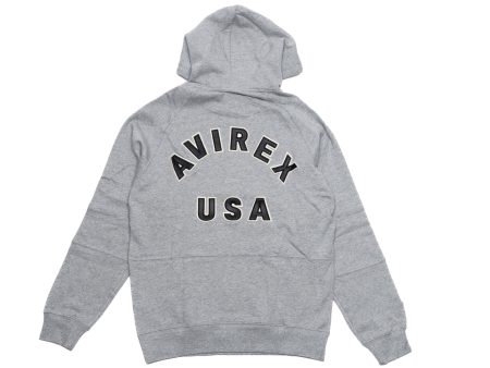 Avirex Icon Hoodie in Heather Grey Hot on Sale