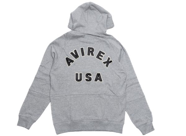 Avirex Icon Hoodie in Heather Grey Hot on Sale