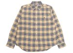 A Bathing Ape One Point Flannel Check Relaxed Fit Shirt in Beige For Discount