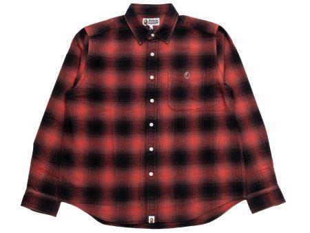 A Bathing Ape One Point Ombre Check L S Shirt in Red For Sale